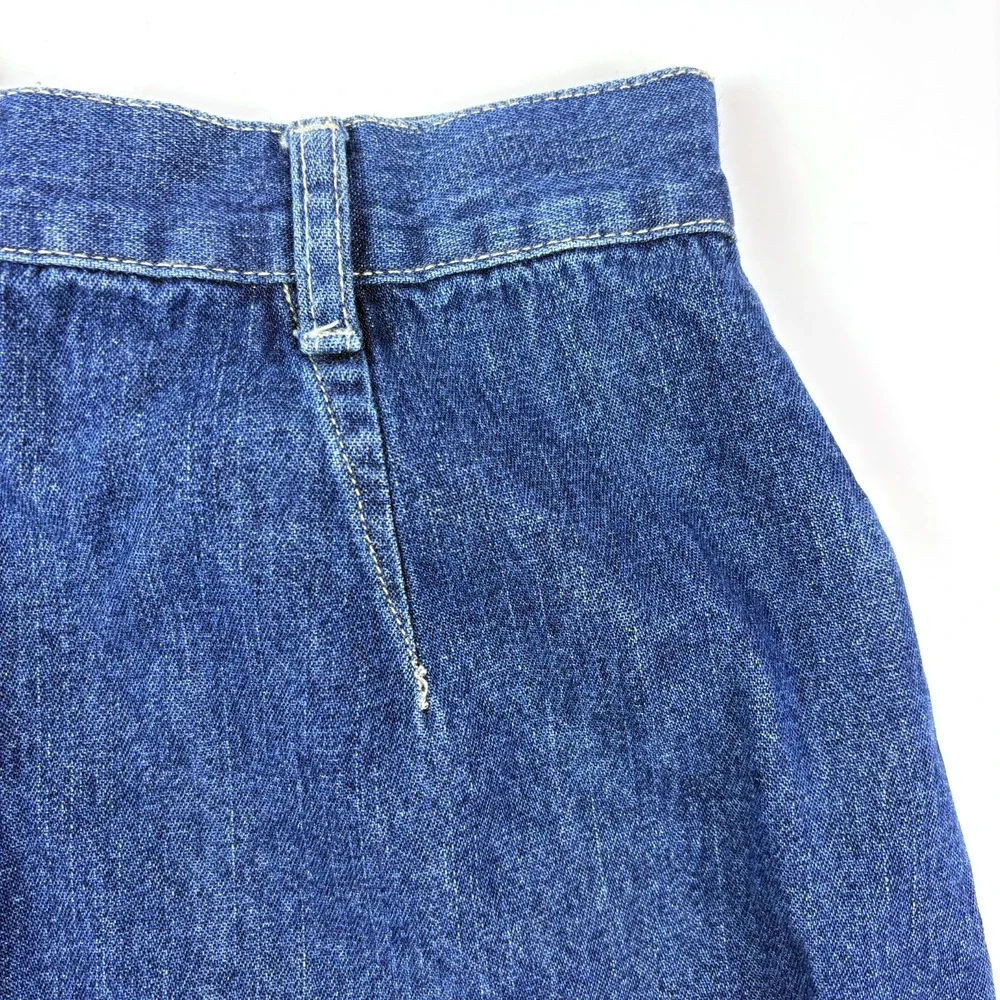 Vtg Y2K Sonoma Denim Skirt Girls Sz 10 Blue Lace Trim Asymetrical Hem Cowboy SEE